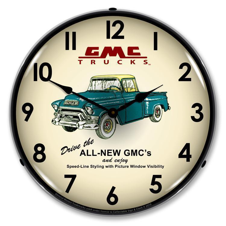 GMC Trucks 1956 Backlit LED Clock-LED Clocks-Grease Monkey Garage