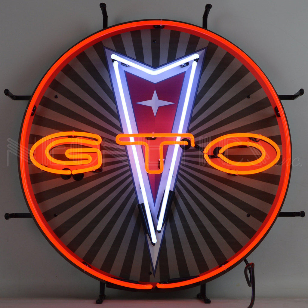 GTO Pontiac Neon Sign with Backing-Neon Signs-Grease Monkey Garage