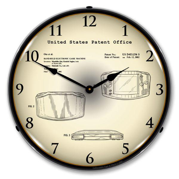 Game Boy Advance Hand Held Electronic Game 2001 Patent Backlit LED Clock-LED Clocks-Grease Monkey Garage