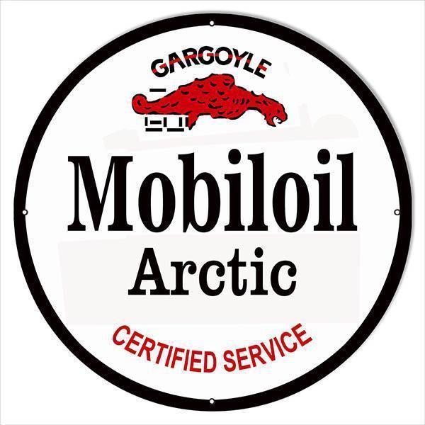 Gargoyle Arctic Mobiloil Certified Service Metal Sign-Metal Signs-Grease Monkey Garage