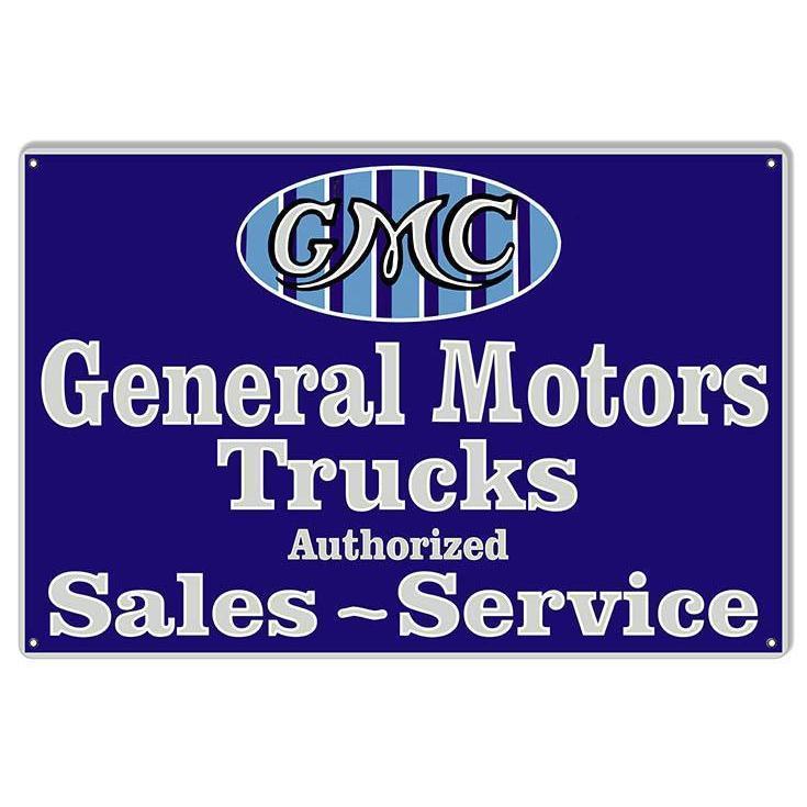 General Motors Trucks Authorized Sales and Service Metal Sign-Metal Signs-Grease Monkey Garage