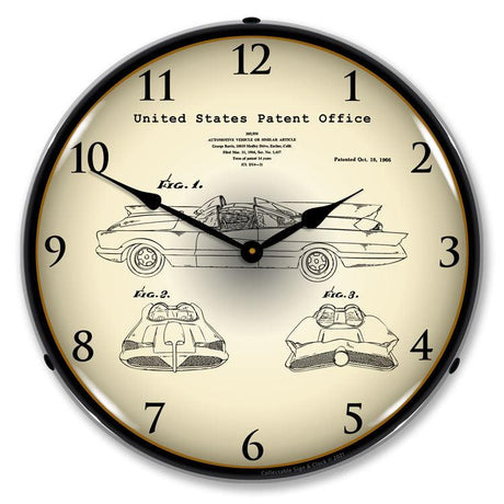 George Barris Batmobile 1966 Patent Backlit LED Clock-LED Clocks-Grease Monkey Garage