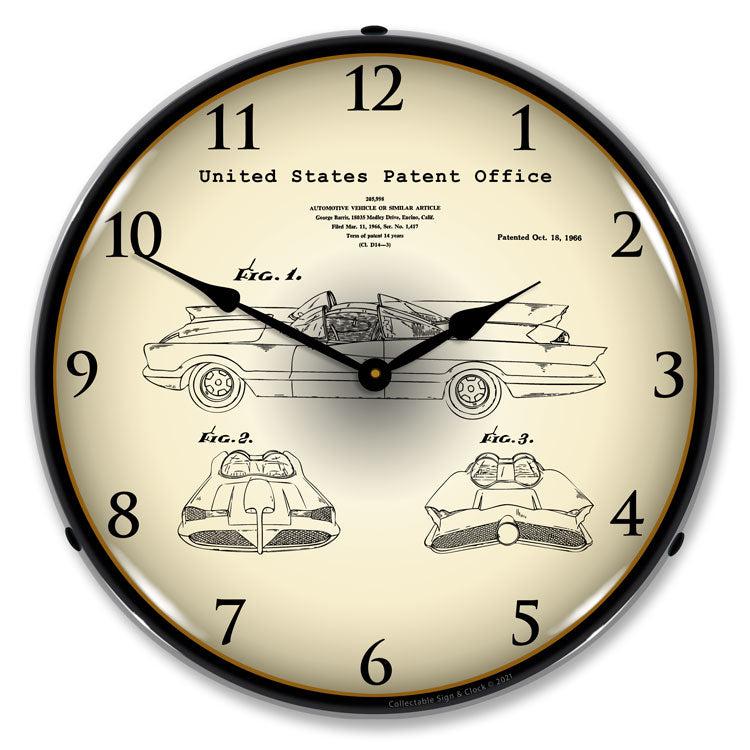 George Barris Batmobile 1966 Patent Backlit LED Clock-LED Clocks-Grease Monkey Garage