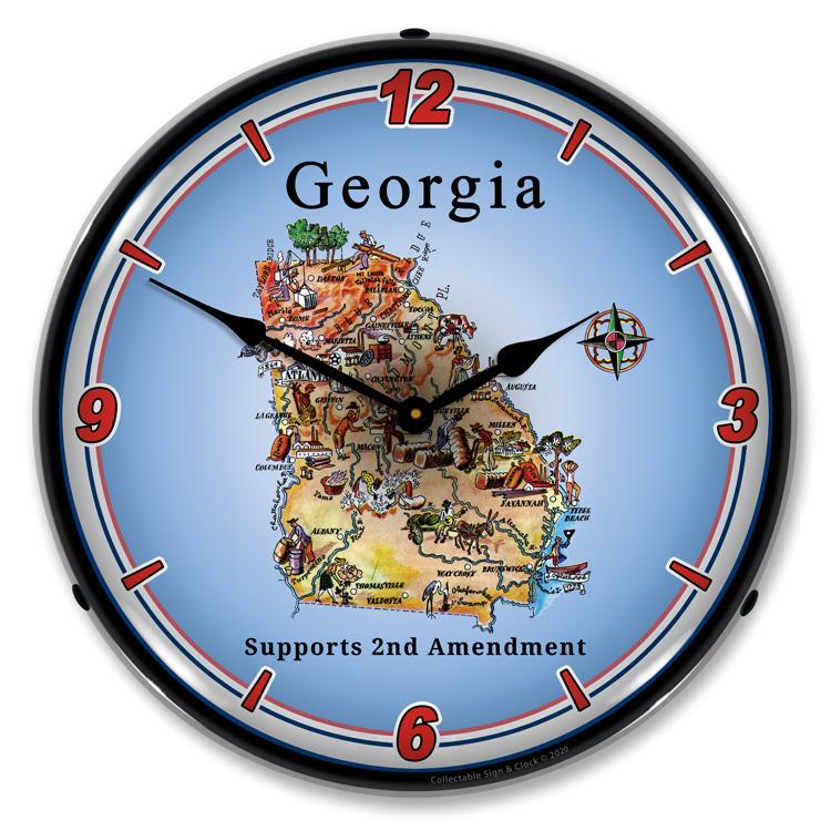 Georgia Supports the 2nd Amendment LED Clock-LED Clocks-Grease Monkey Garage