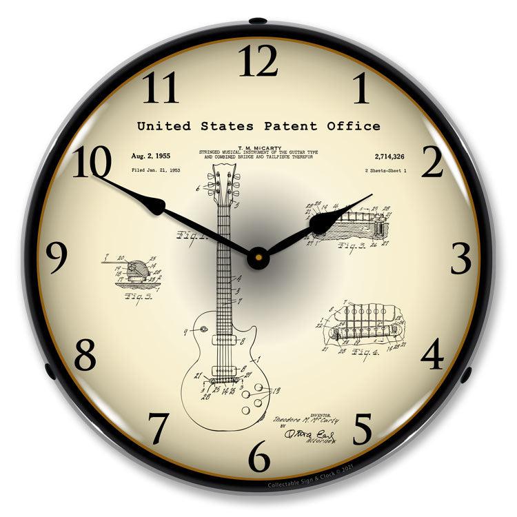 Gibson Les Paul 1955 Patent Backlit LED Clock-LED Clocks-Grease Monkey Garage