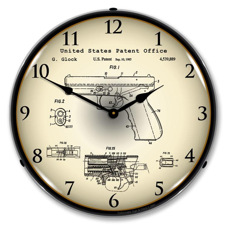 Glock Automatic Gun 1985 Patent LED Clock-LED Clocks-Grease Monkey Garage