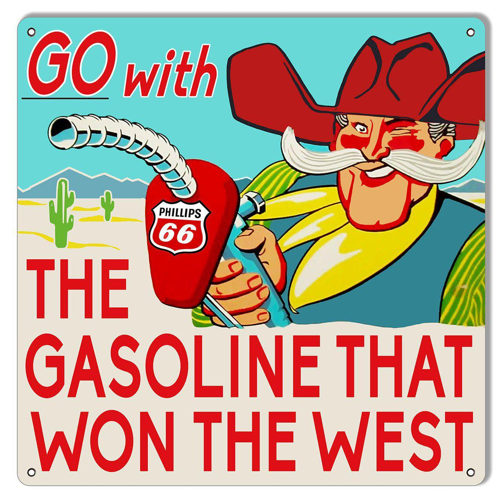 Go with Phillips 66 Metal Sign-Metal Signs-Grease Monkey Garage
