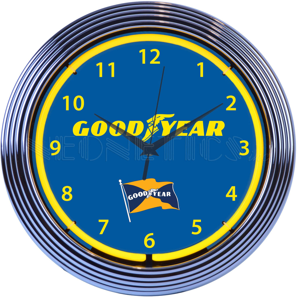 Goodyear Tires Neon Clock-Clocks-Grease Monkey Garage