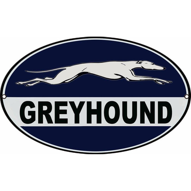 Greyhound Oval Metal Sign-Metal Signs-Grease Monkey Garage