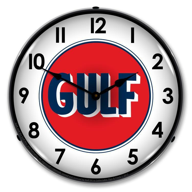Gulf 1960 Backlit LED Clock-LED Clocks-Grease Monkey Garage