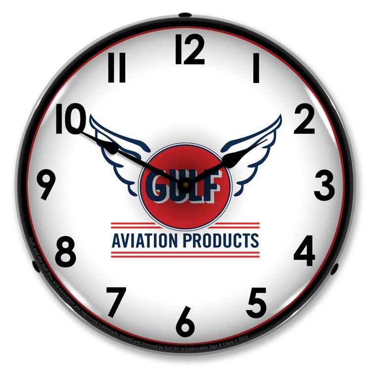 Gulf Aviation LED Clock-LED Clocks-Grease Monkey Garage
