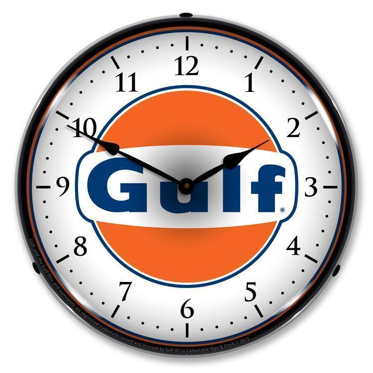 Gulf Backlit LED Clock-LED Clocks-Grease Monkey Garage