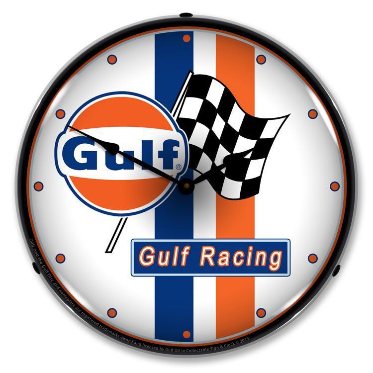 Gulf Racing Backlit LED Clock-LED Clocks-Grease Monkey Garage