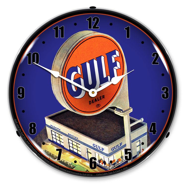 Gulf Station 1960 LED Clock-LED Clocks-Grease Monkey Garage
