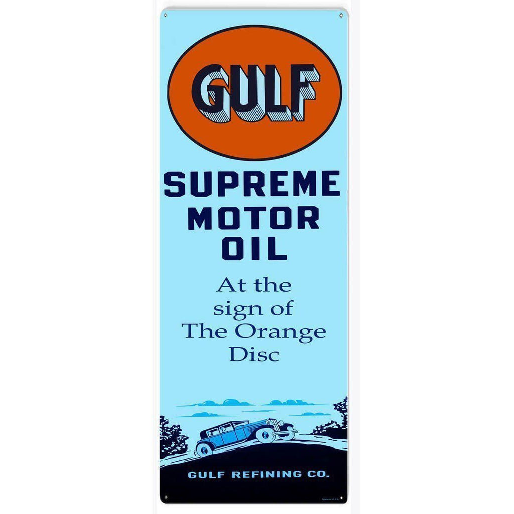 Gulf Supreme Motor Oil Metal Sign-Metal Signs-Grease Monkey Garage