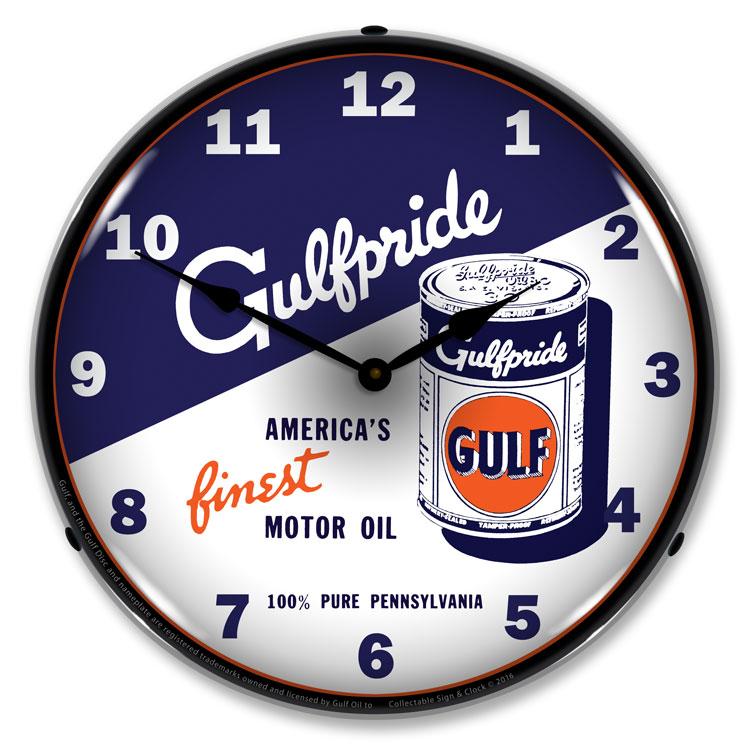 Gulfpride Motor Oil 2 LED Clock-LED Clocks-Grease Monkey Garage