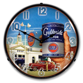 Gulfpride Motor Oil Backlit LED Clock-LED Clocks-Grease Monkey Garage