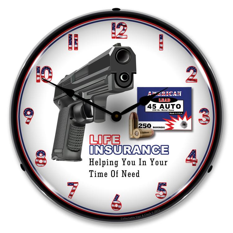 Gun Insurance LED Clock-LED Clocks-Grease Monkey Garage