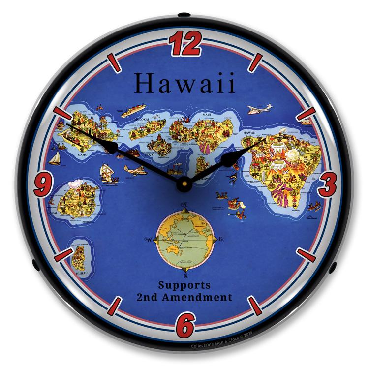 Hawaii Supports the 2nd Amendment LED Clock-LED Clocks-Grease Monkey Garage