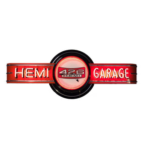 Hemi Garage Neon Clock Sign-Neon Clock Signs-Grease Monkey Garage