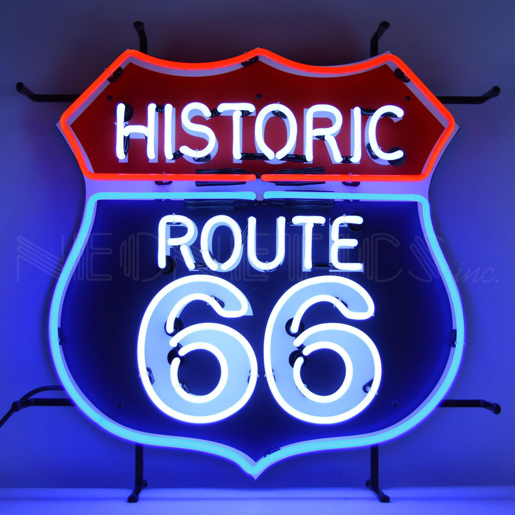 Historic Route 66 Neon Sign with Backing-Neon Signs-Grease Monkey Garage