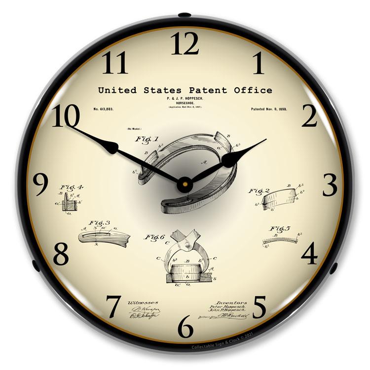 Horseshoe 1898 Patent LED Clock-LED Clocks-Grease Monkey Garage
