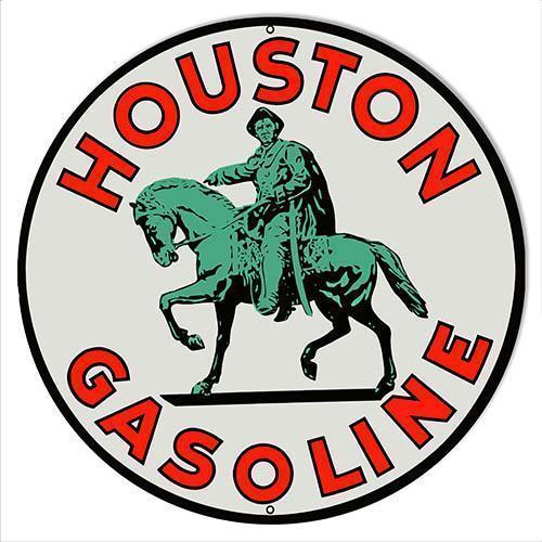 Houston Gasoline Metal Sign-Metal Signs-Grease Monkey Garage