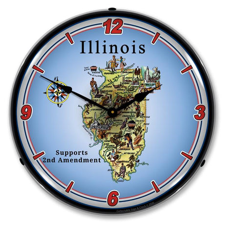 Illinois Supports the 2nd Amendment LED Clock-LED Clocks-Grease Monkey Garage