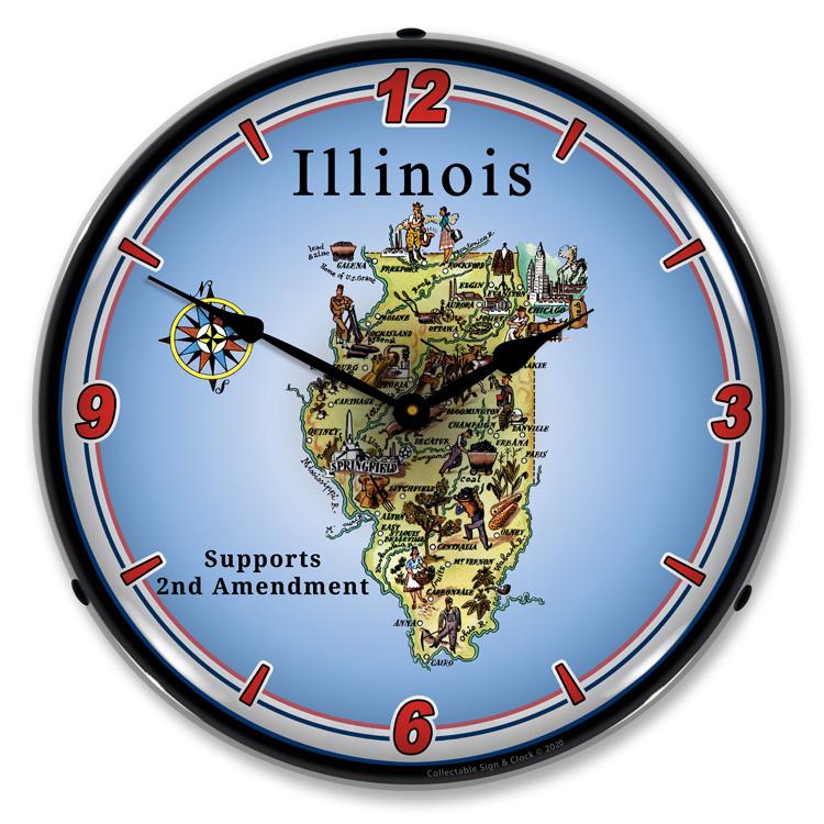 Illinois Supports the 2nd Amendment LED Clock-LED Clocks-Grease Monkey Garage