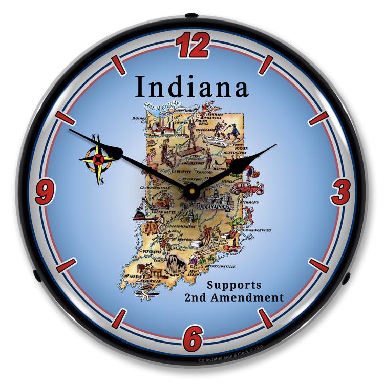 Indiana Supports the 2nd Amendment LED Clock-LED Clocks-Grease Monkey Garage