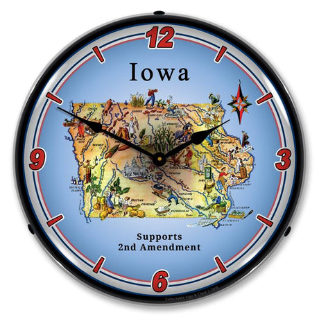 Iowa Supports the 2nd Amendment LED Clock-LED Clocks-Grease Monkey Garage
