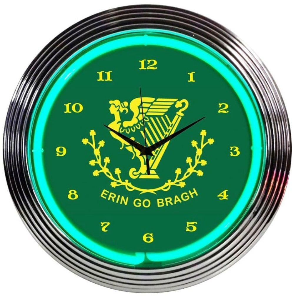 Irish Erin Go Bragh Neon Clock-Clocks-Grease Monkey Garage