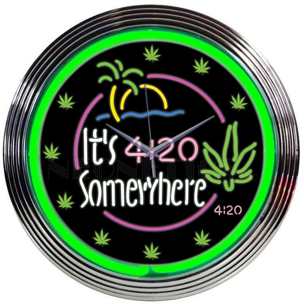 It's 4:20 Somewhere Neon Clock-Clocks-Grease Monkey Garage