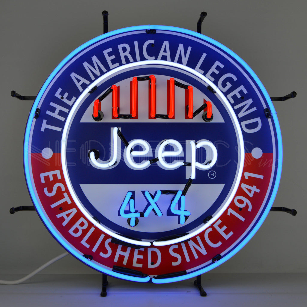 Jeep 4x4 the American Legend Neon Sign-Neon Signs-Grease Monkey Garage