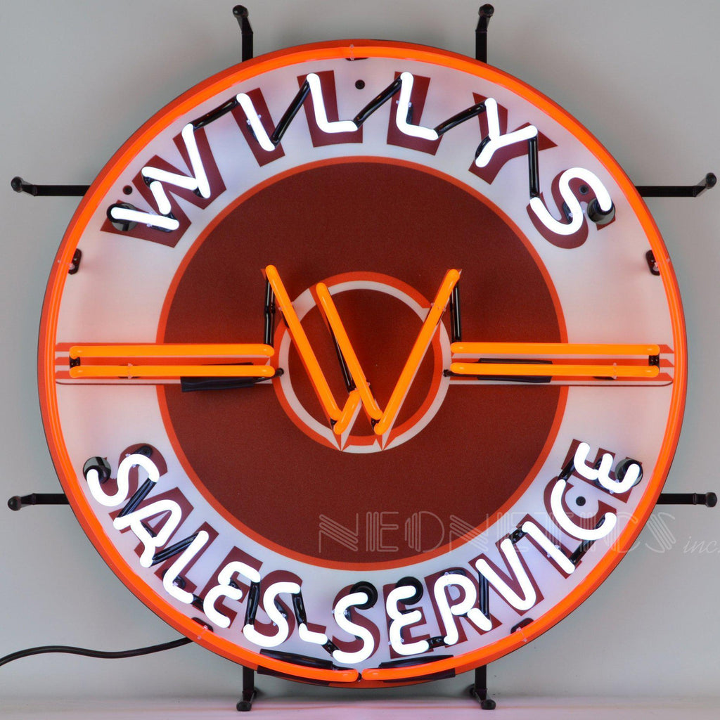 Jeep Willys Sales Service Neon Sign-Neon Signs-Grease Monkey Garage