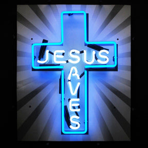 Jesus Saves Neon Sign-Neon Signs-Grease Monkey Garage