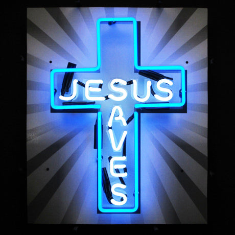 Jesus Saves Neon Sign-Neon Signs-Grease Monkey Garage