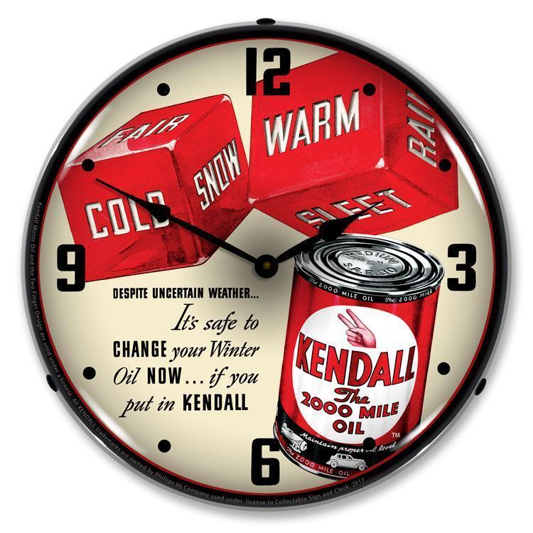 Kendall Motor Oil Backlit LED Clock-LED Clocks-Grease Monkey Garage