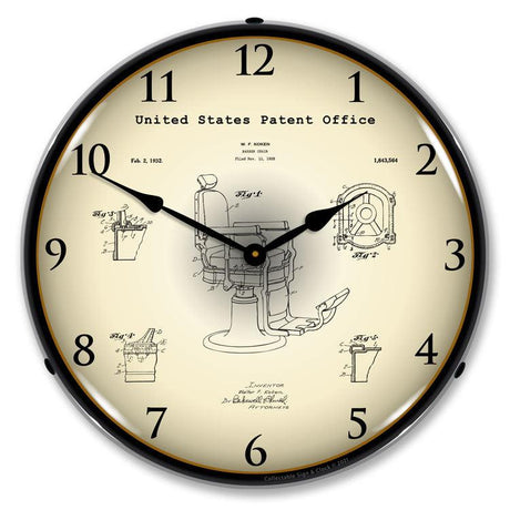Koken Barber's Chair 1929 Patent Backlit LED Clock-LED Clocks-Grease Monkey Garage
