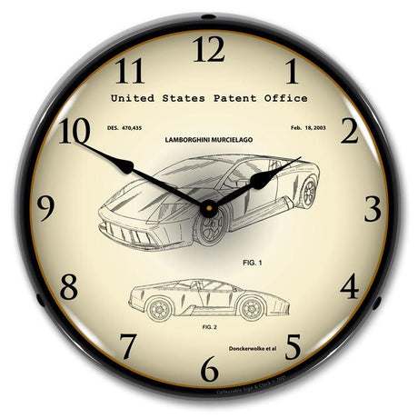 Lamborghini Murcielago 2003 Patent Backlit LED Clock-LED Clocks-Grease Monkey Garage
