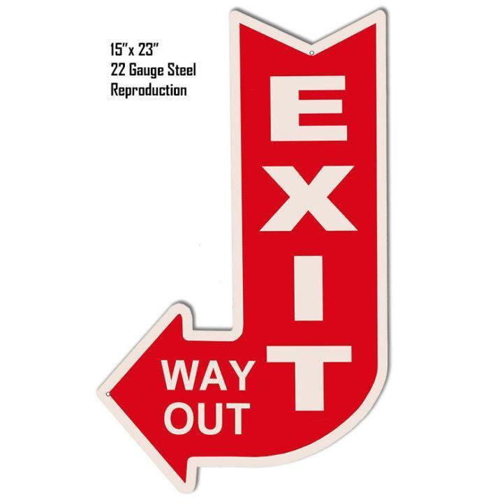 Left Exit Way Out Laser Cut Arrow Metal Sign-Metal Signs-Grease Monkey Garage