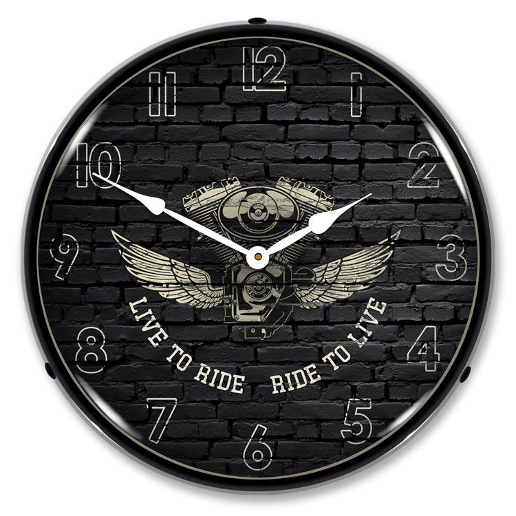 Live to Ride Ride to Live LED Clock-LED Clocks-Grease Monkey Garage