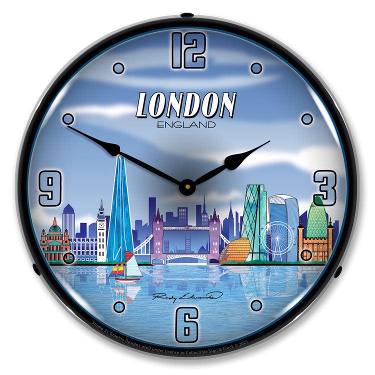London Skyline LED Clock-LED Clocks-Grease Monkey Garage