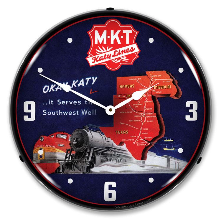 MKT Katy Lines LED Clock-LED Clocks-Grease Monkey Garage