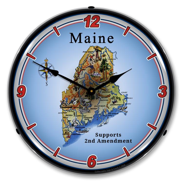 Maine Supports the 2nd Amendment LED Clock-LED Clocks-Grease Monkey Garage