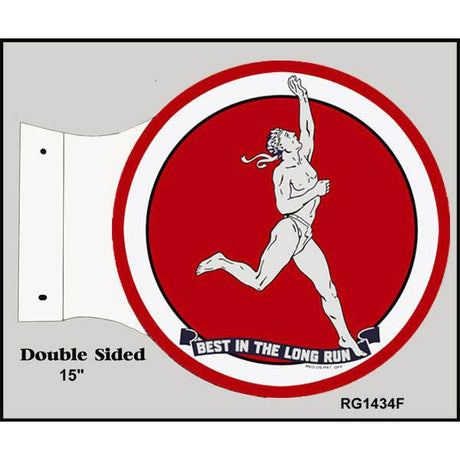 Marathon Oil Best In The Long Run Flange Motor Oil Metal Sign-Metal Signs-Grease Monkey Garage