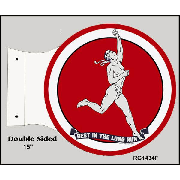 Marathon Oil Best In The Long Run Flange Motor Oil Metal Sign-Metal Signs-Grease Monkey Garage