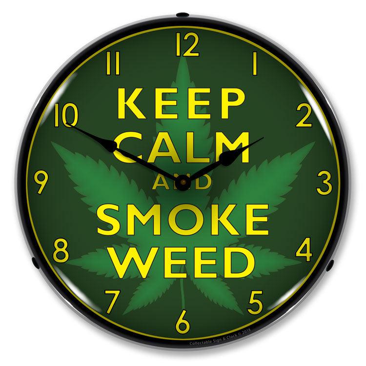 Marijuana Keep Calm Backlit LED Clock-LED Clocks-Grease Monkey Garage