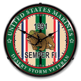 Marine Veteran Operation Desert Storm LED Clock-LED Clocks-Grease Monkey Garage