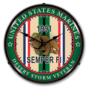 Marine Veteran Operation Desert Storm LED Clock-LED Clocks-Grease Monkey Garage